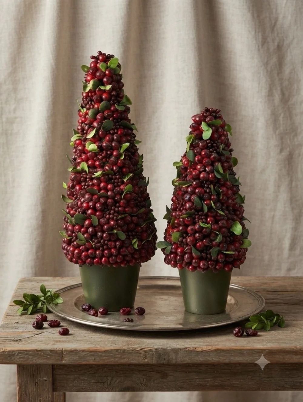 Decorative Red berry topiary trees- Set of 2
